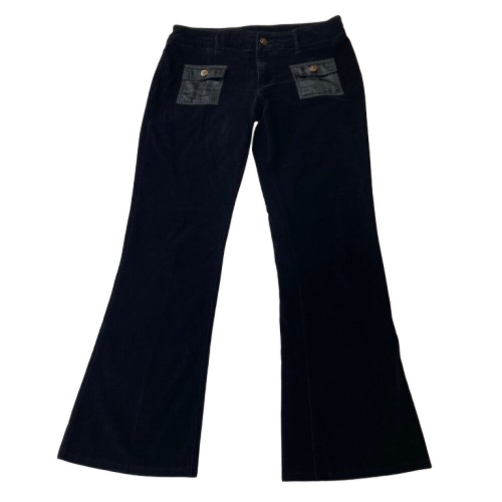 VTG American Flavor Velvet Pocket Detail Flare Jean Y2K 90s Women's 11/12 Black